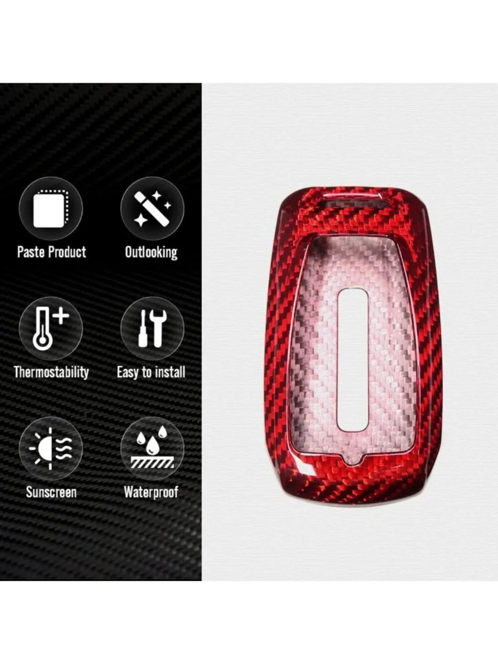 Sleek Red Carbon Fiber Key FOB Cover for Dodge RAM 1500 2500 3500 - Key Shell